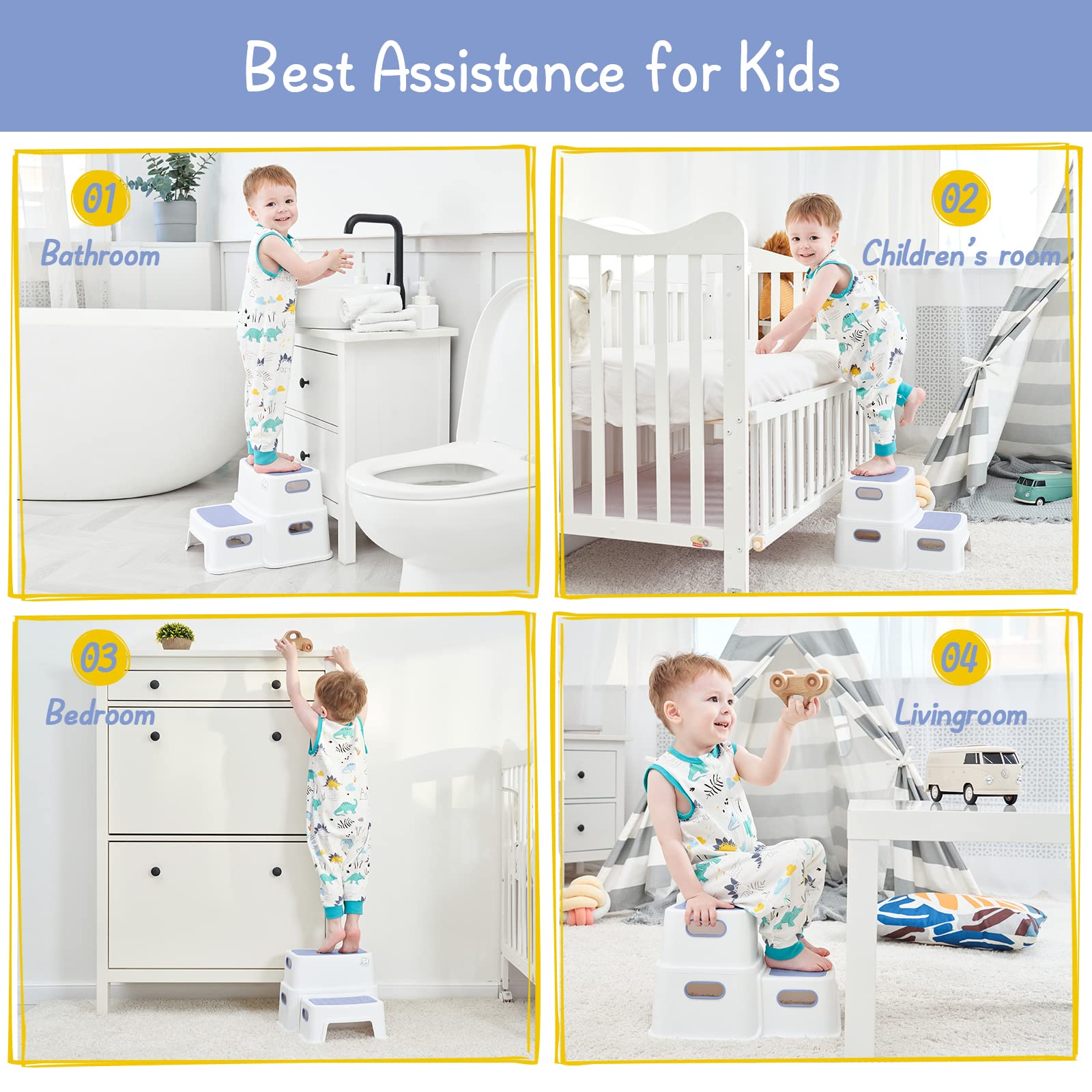 Forbena Kids Step Stool waterproof surface cleans easily after splashes.