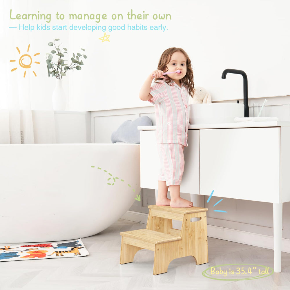 Forbena kids stool with handles for easy bathroom portability