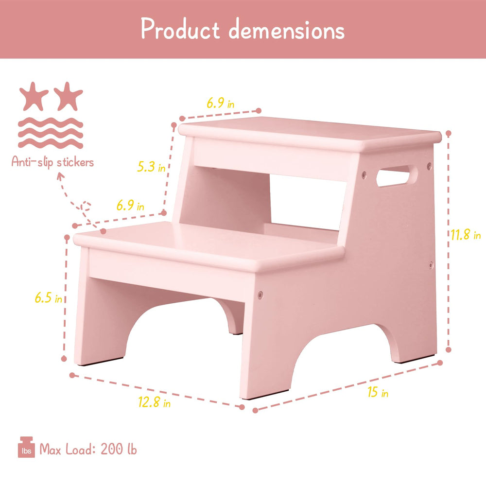 Forbena pink girls step stool adds cheerful decor to bedroom or nursery