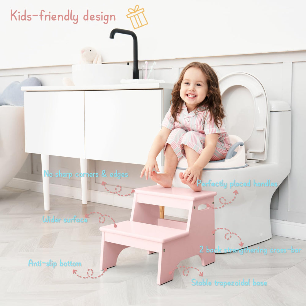 Forbena step stool with handles enhances grip and safety for small hands