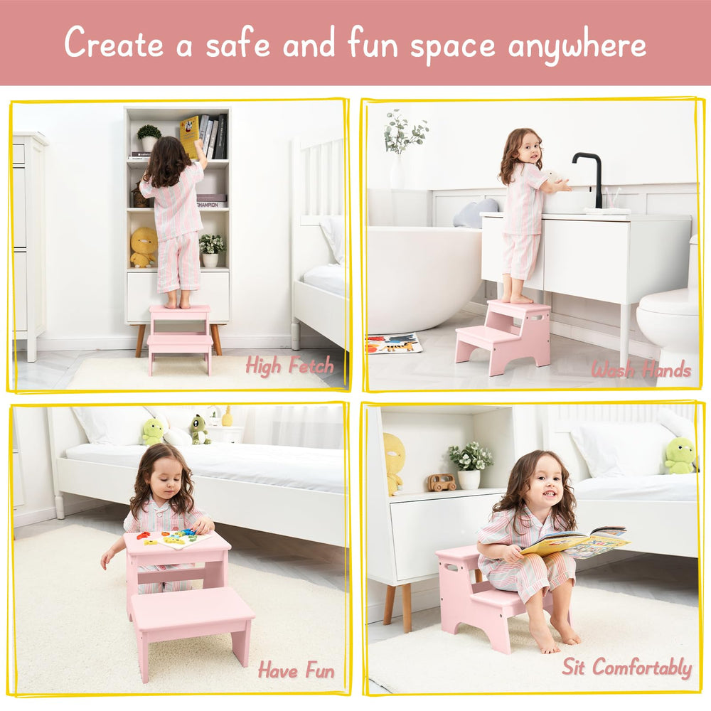 Forbena two-step stool wide surfaces support safe footing on tile floors