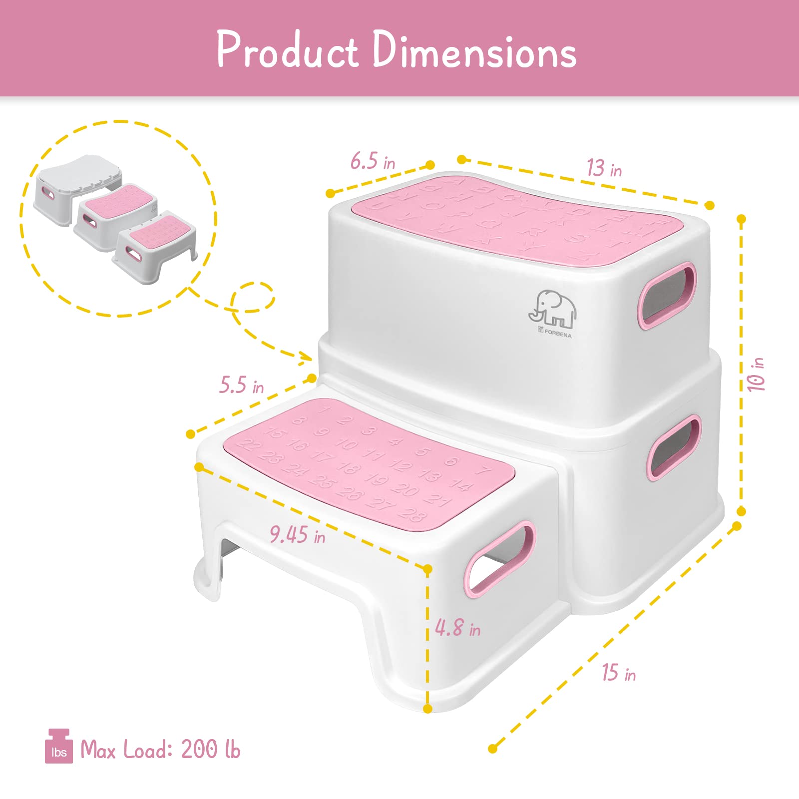 Forbena pink toddler step stool in bathroom ideal potty training aid.