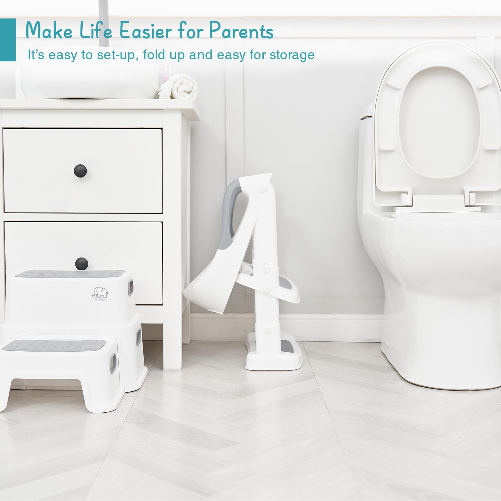 Forbena potty seat foldable design saves space and easy storage.