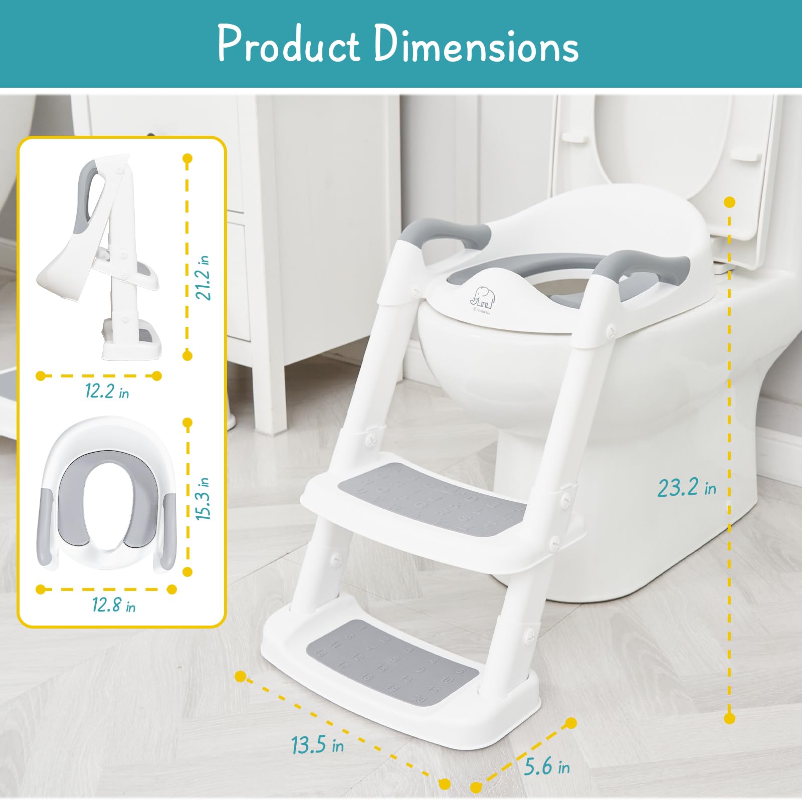 Forbena potty seat easy-clean surface makes cleanup quick after use.