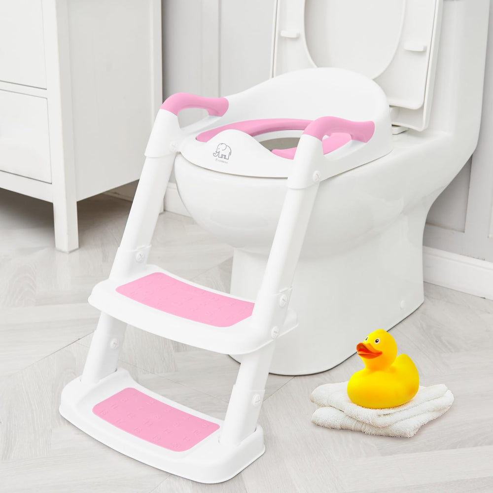 Forbena potty seat with side handles provides secure grip for toddlers during training.