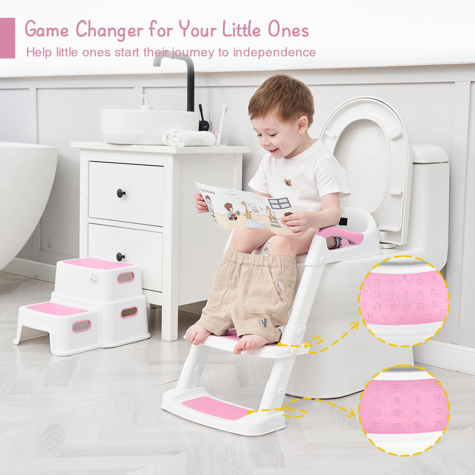 Forbena potty seat soft cushion comforts toddlers during bathroom sessions.
