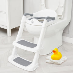 Forbena potty seat step-stool handles closeup shows secure grip for confident potty training.