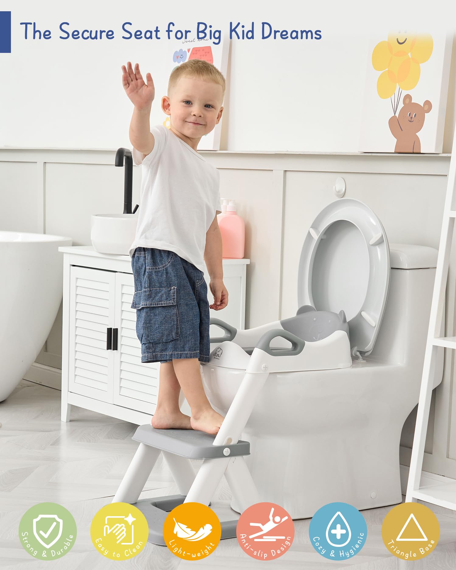 Forbena toddler potty seat easy-clean surface ready for damp wipe