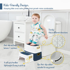 Forbena toddler step stool with handles provides easy grip and portability.