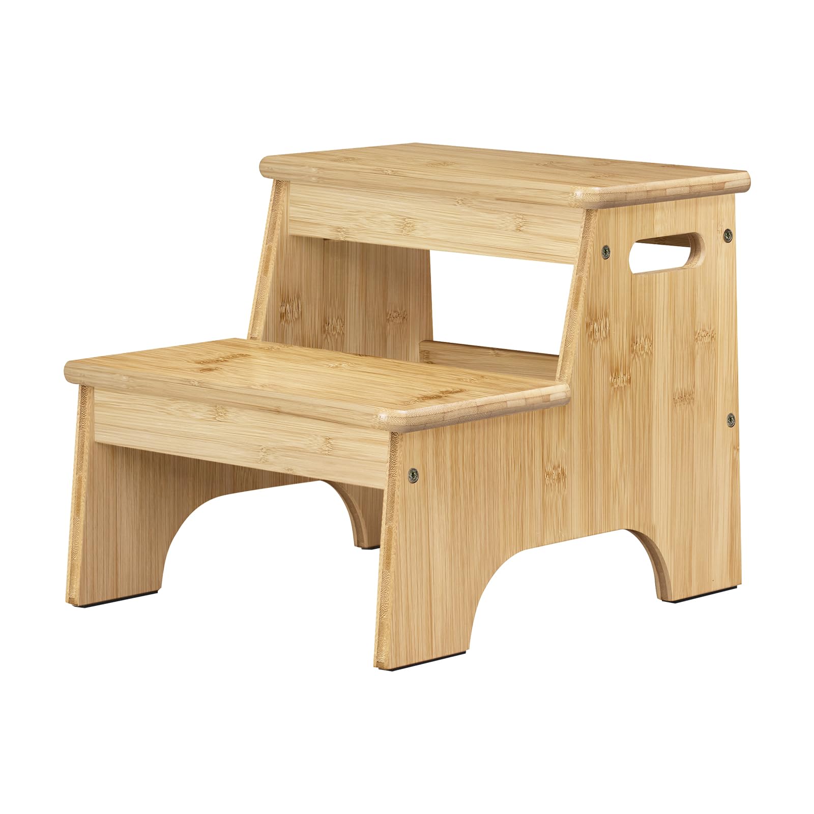 Forbena two-step stool in bamboo wood, stable for toddlers reaching sinks