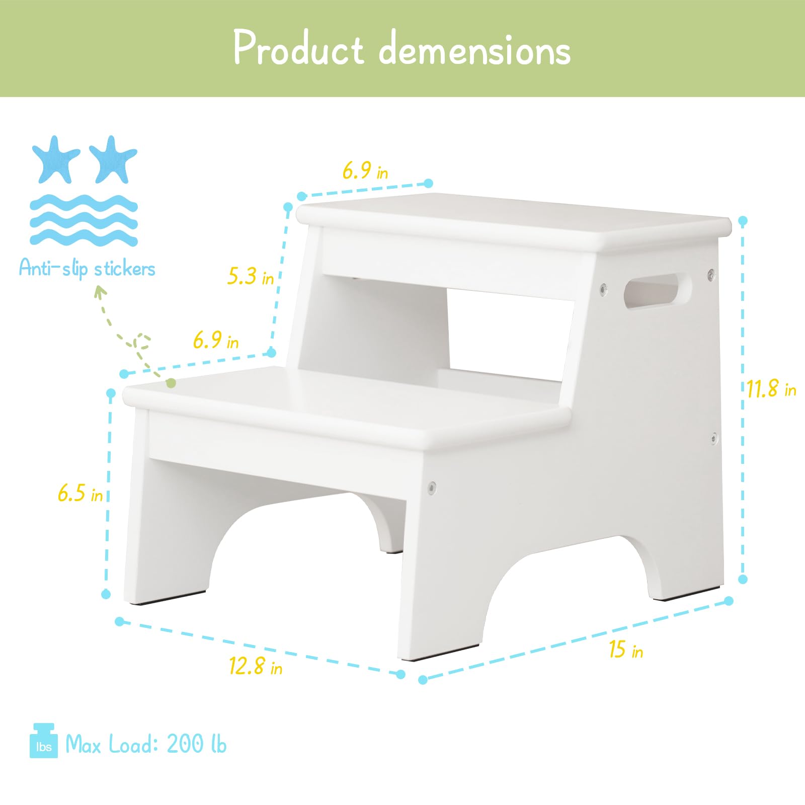 Forbena white toddler stool in a kid's room boosts grooming routines.