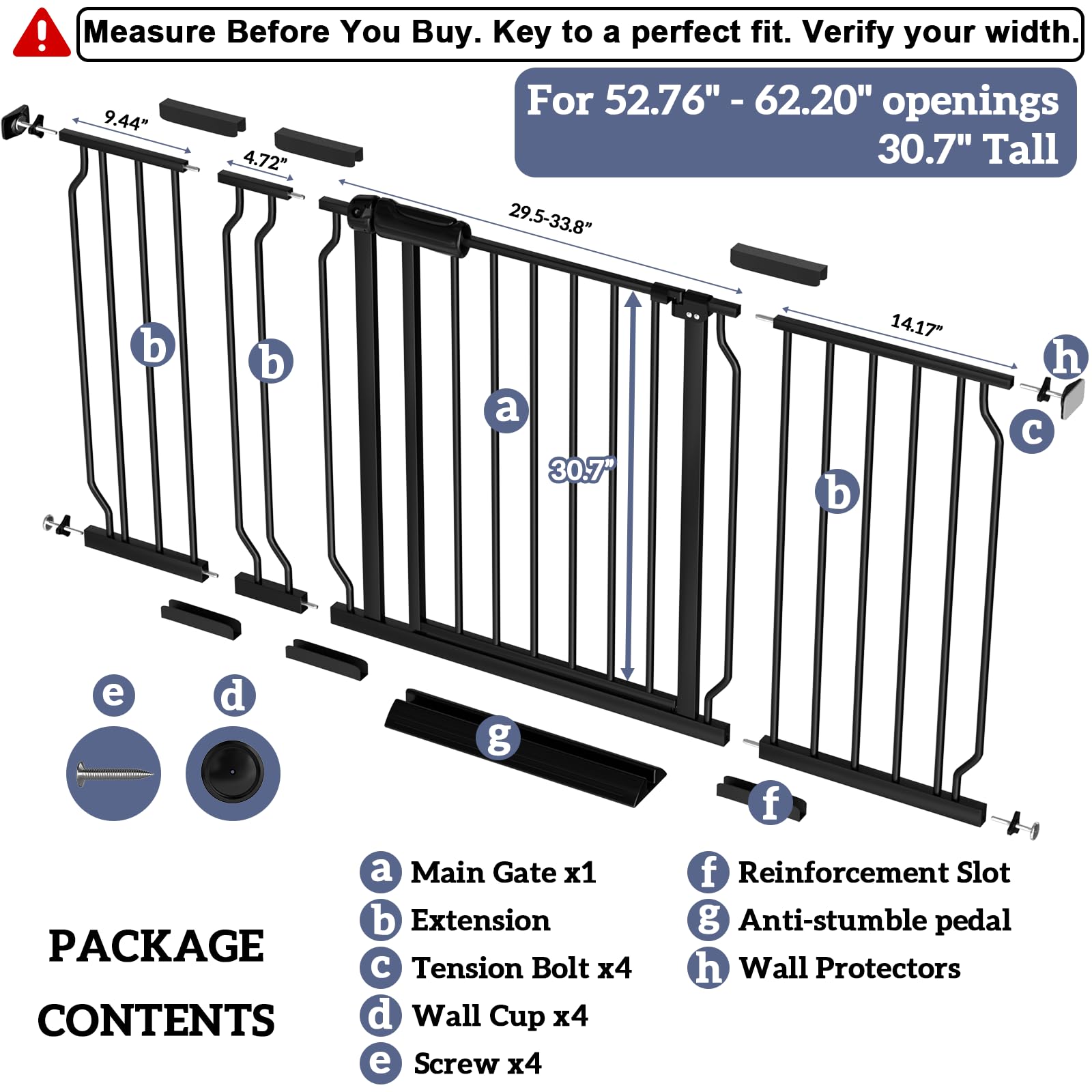 Foreng baby gate with walk-through design eases passage for adults and kids.