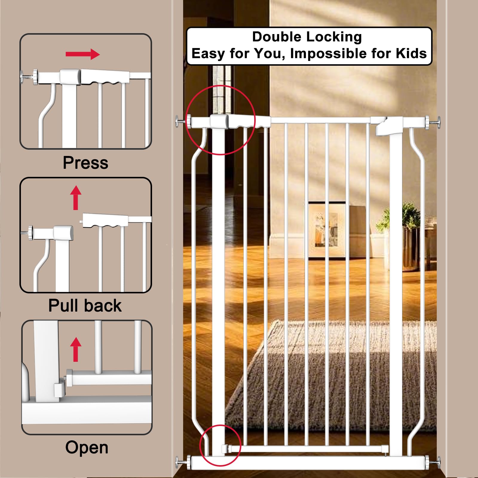 Foreng extra tall gate drill-free install saves time during setup.