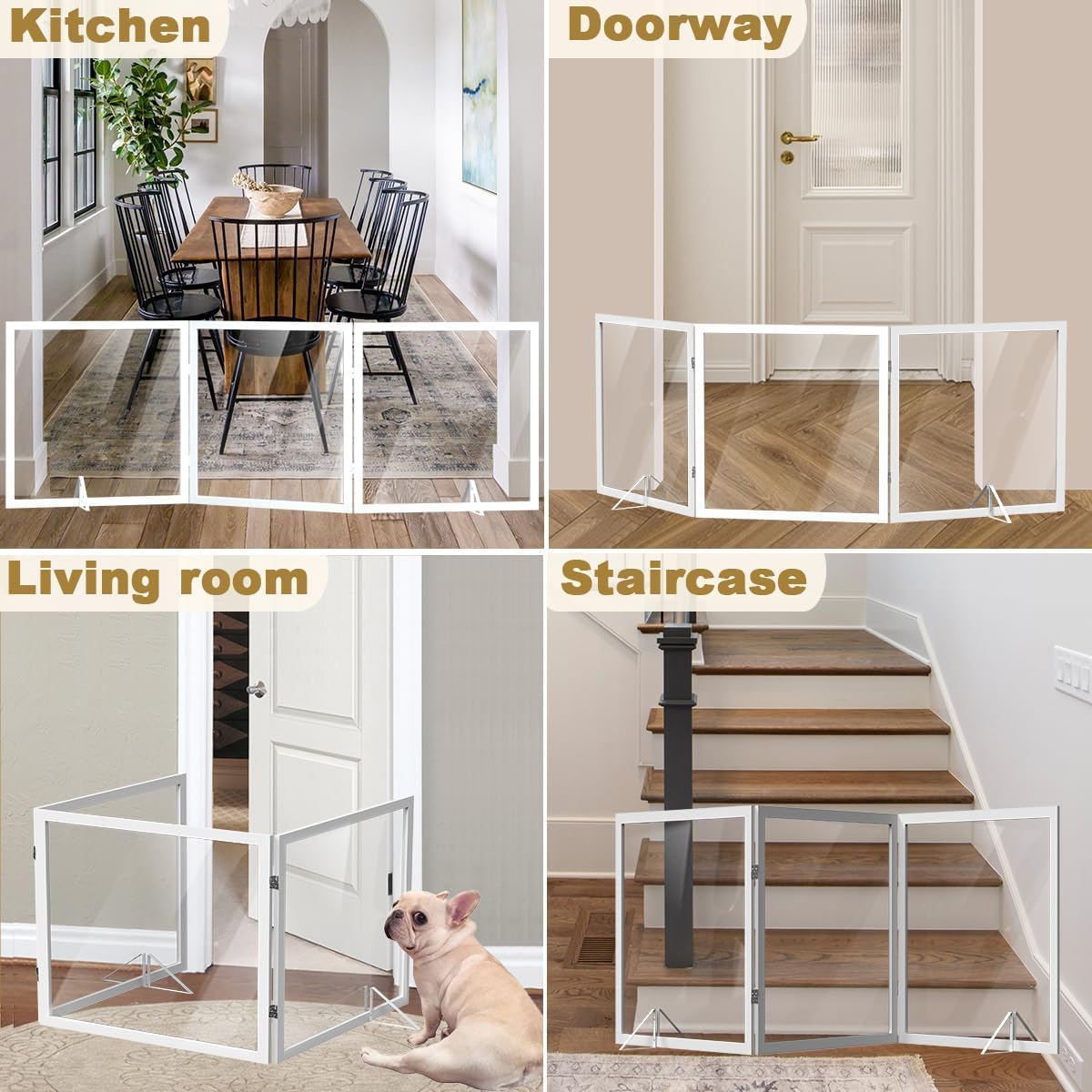 Foreng extra-wide clear dog gate expands to 92 inches for large spaces