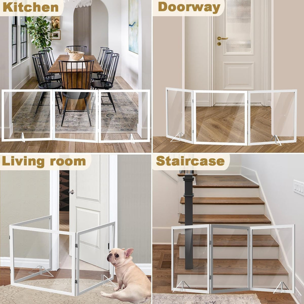 Foreng extra-wide clear dog gate expands to 92 inches for large spaces