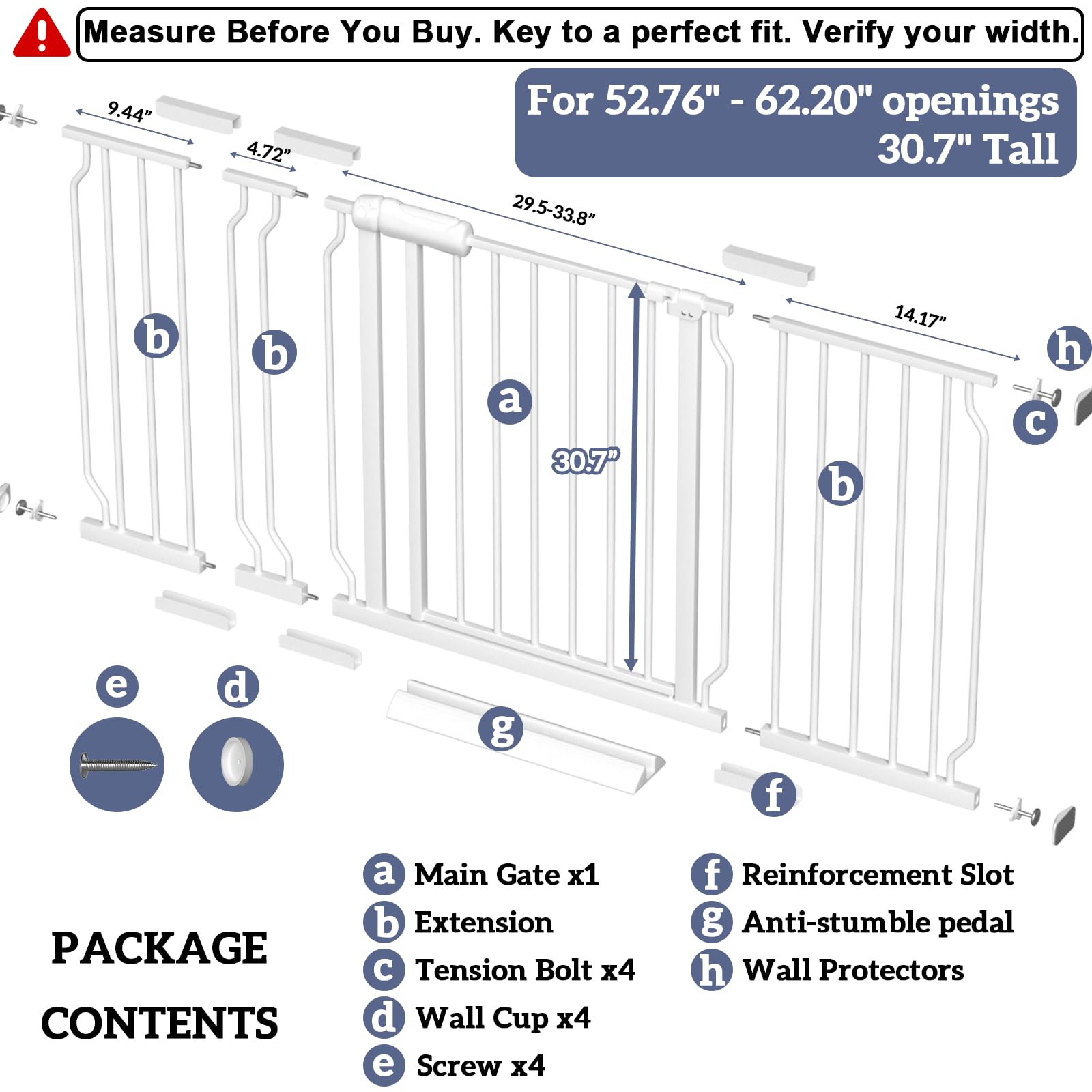 Foreng walk-through gate shows handle for one-handed, convenient access in busy areas.