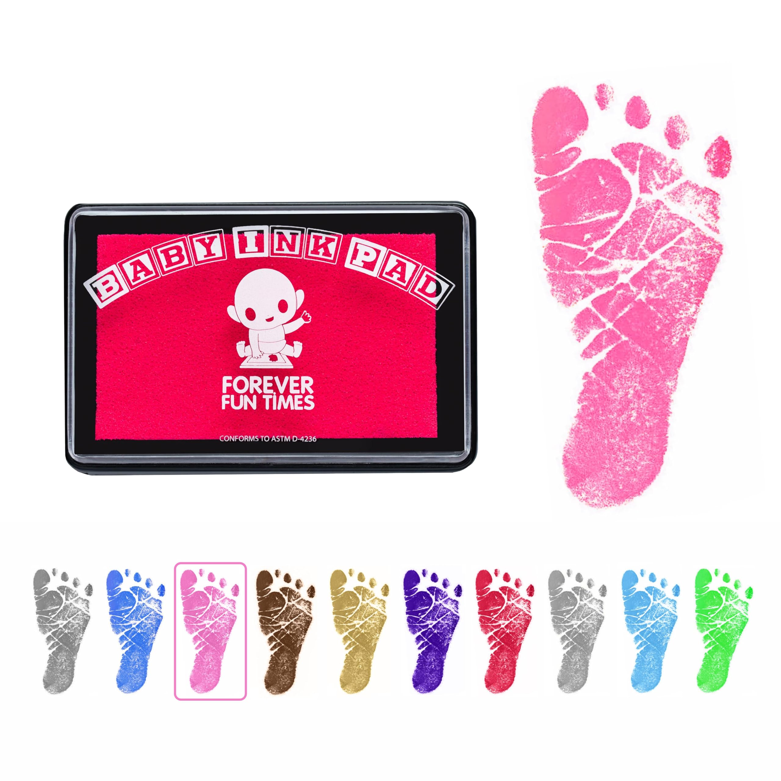 Forever Fun Times baby handprint kit inkpad captures delicate details safely for keepsake prints.