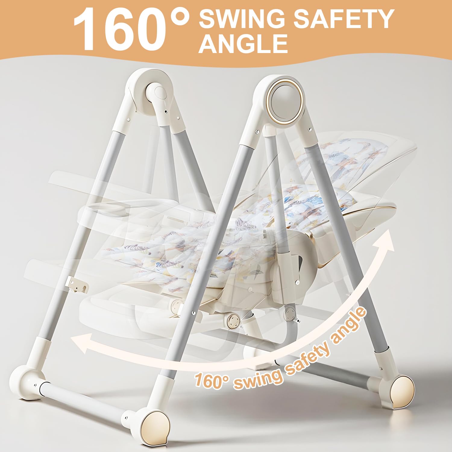 FOREVER QUEEN high chair converts to 160-degree baby swing for soothing.