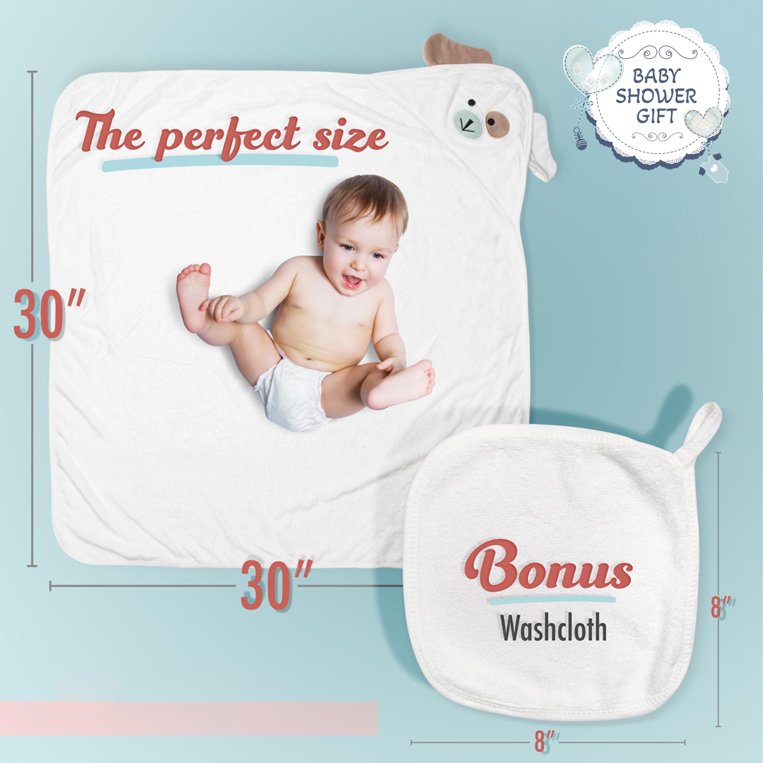 FOREVERPURE 35x35-inch towel shows generous size for newborns and toddlers