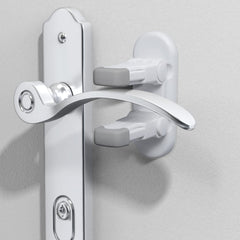 Fority door lever lock 3-pack installed on a door to help keep kids safe.