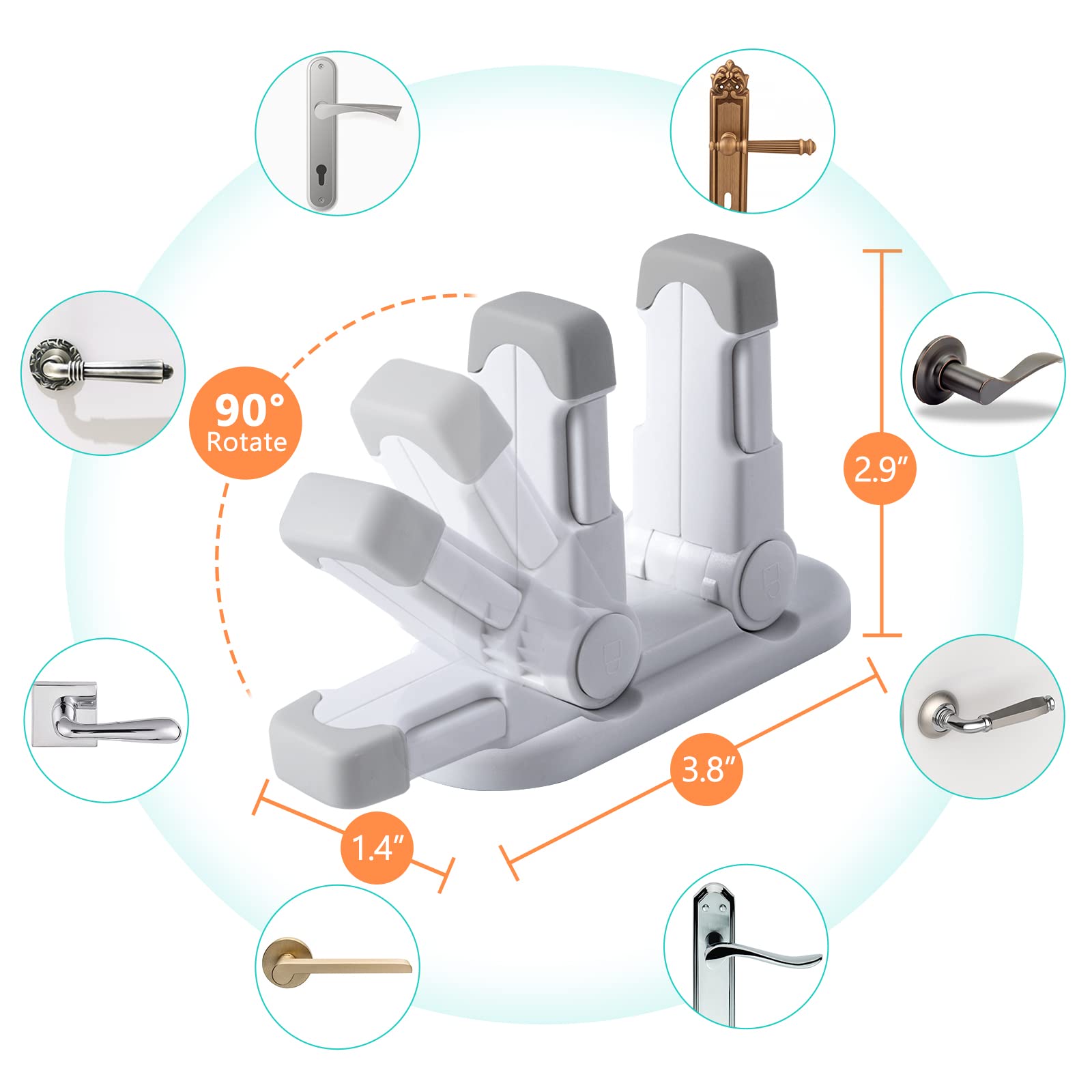 Fority door lever lock grey packaging ready for family use.