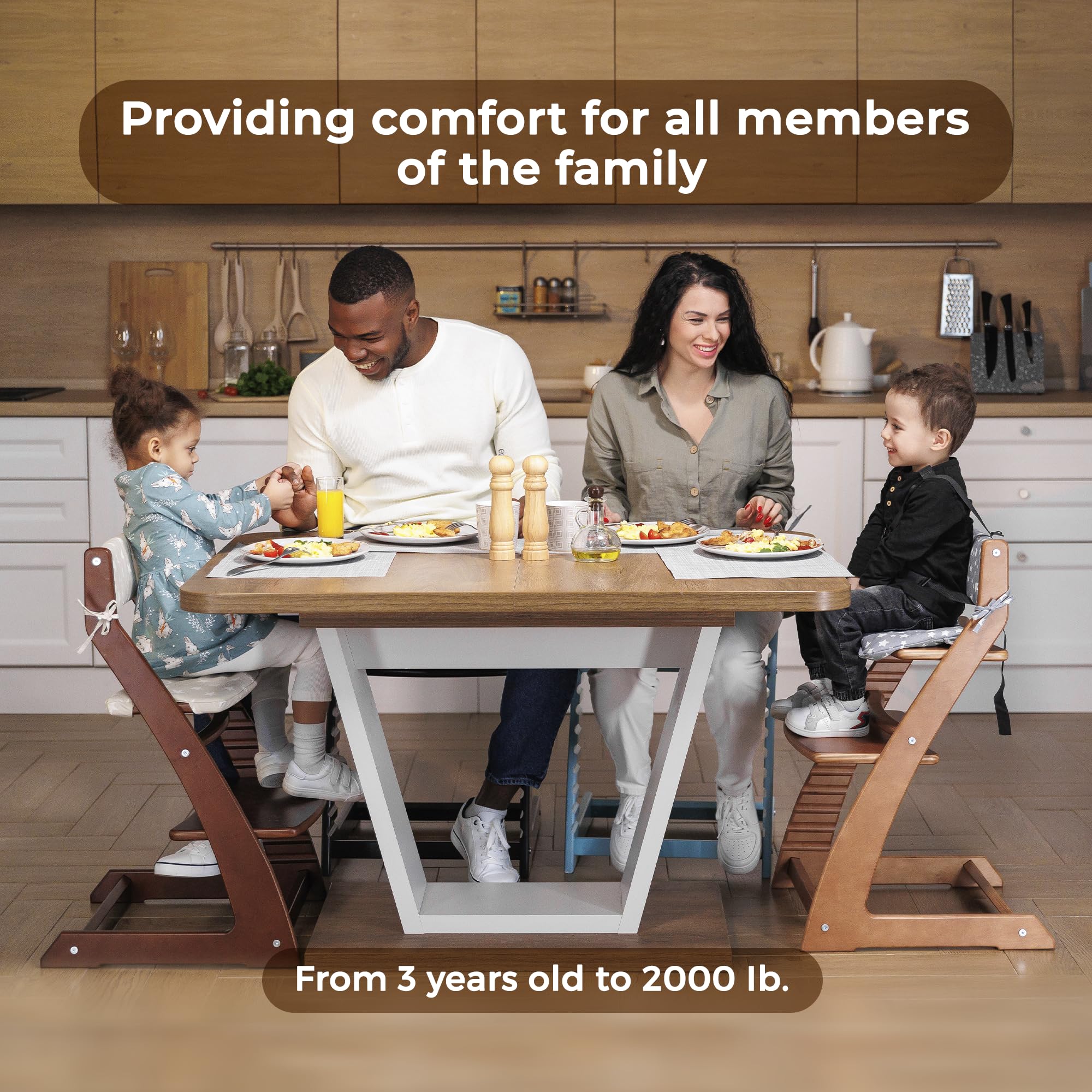 Fornel ergonomic dining chair promotes healthy posture during family meals.