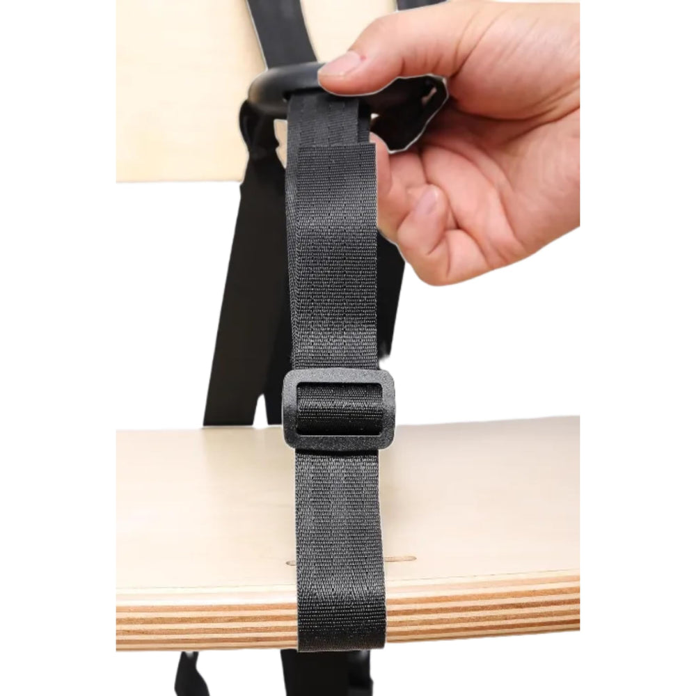 Fornel universal-fit harness adapts to most high chairs, strollers, and car seats.