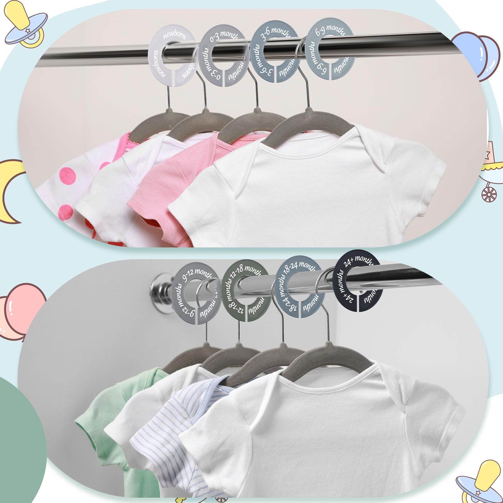 ForraFun dividers demonstrate snug fit on most closet rods with 1.77 inch diameter