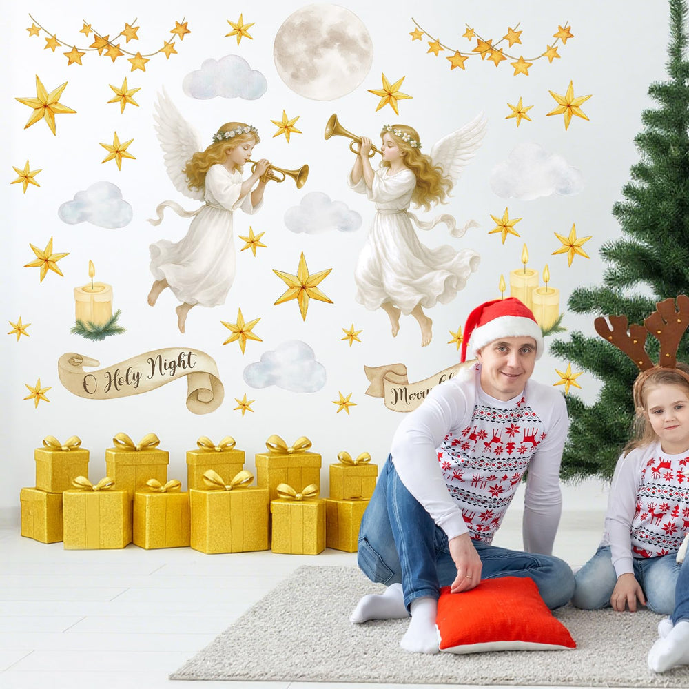ForraFun Christmas angel wall sticker extra-large panel 2 enhances festive room ambiance