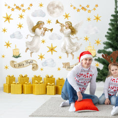 ForraFun Christmas angel wall sticker extra-large panel 2 enhances festive room ambiance
