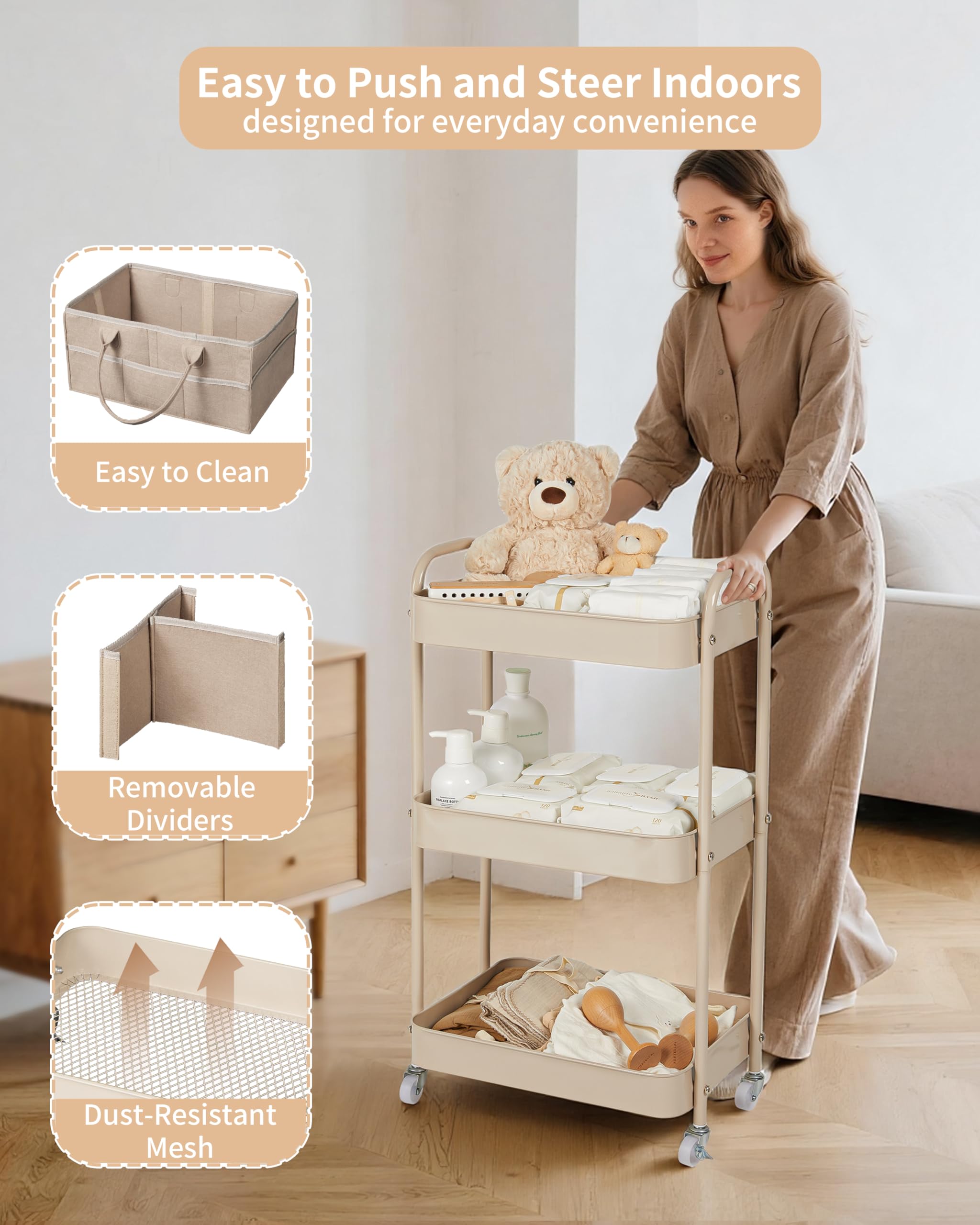 Fortella Baby Diaper Caddy travel-ready diaper bag doubles as organizer.