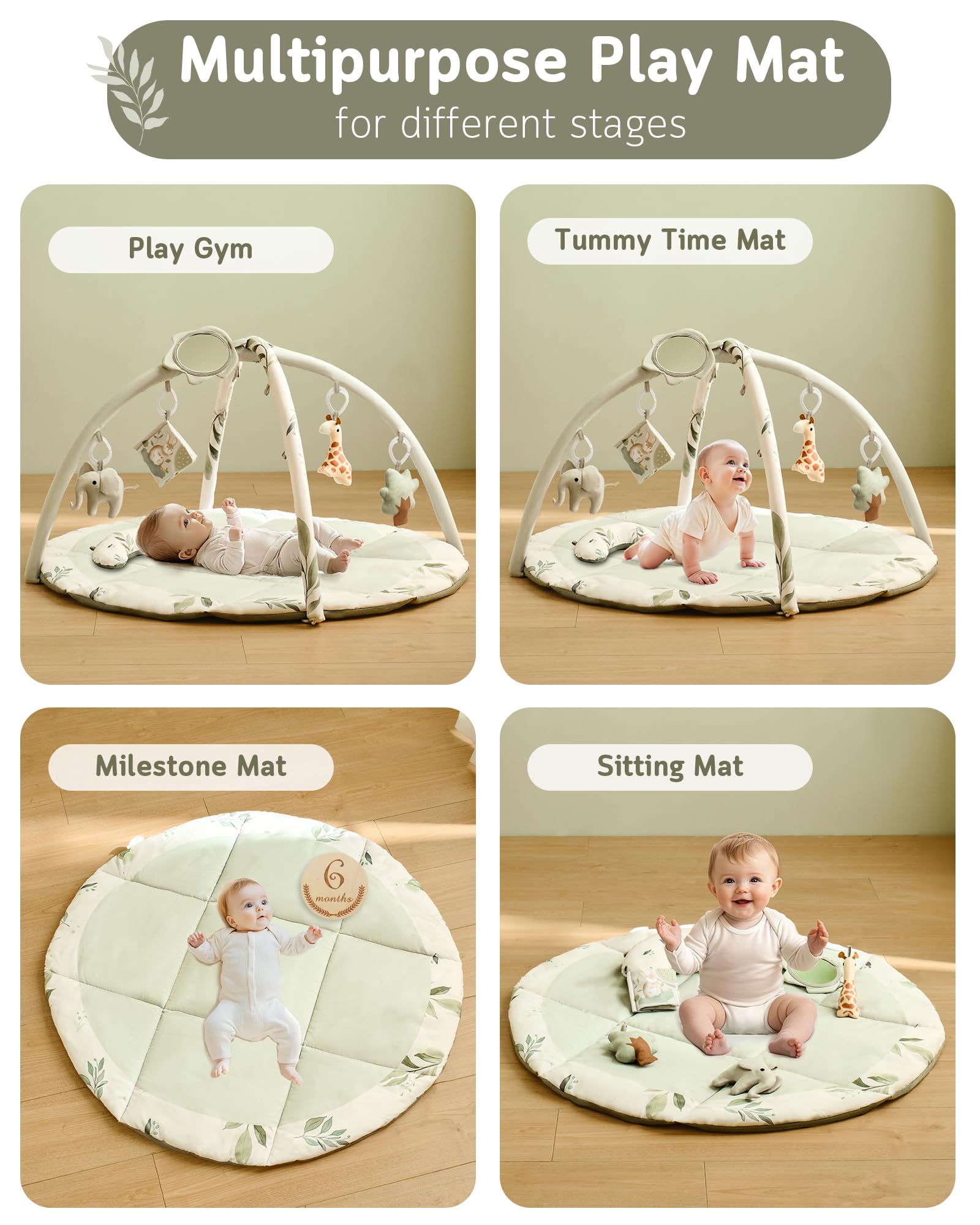 Fortella Baby Play Gym anti-slip bottom keeps little movers steady on any surface