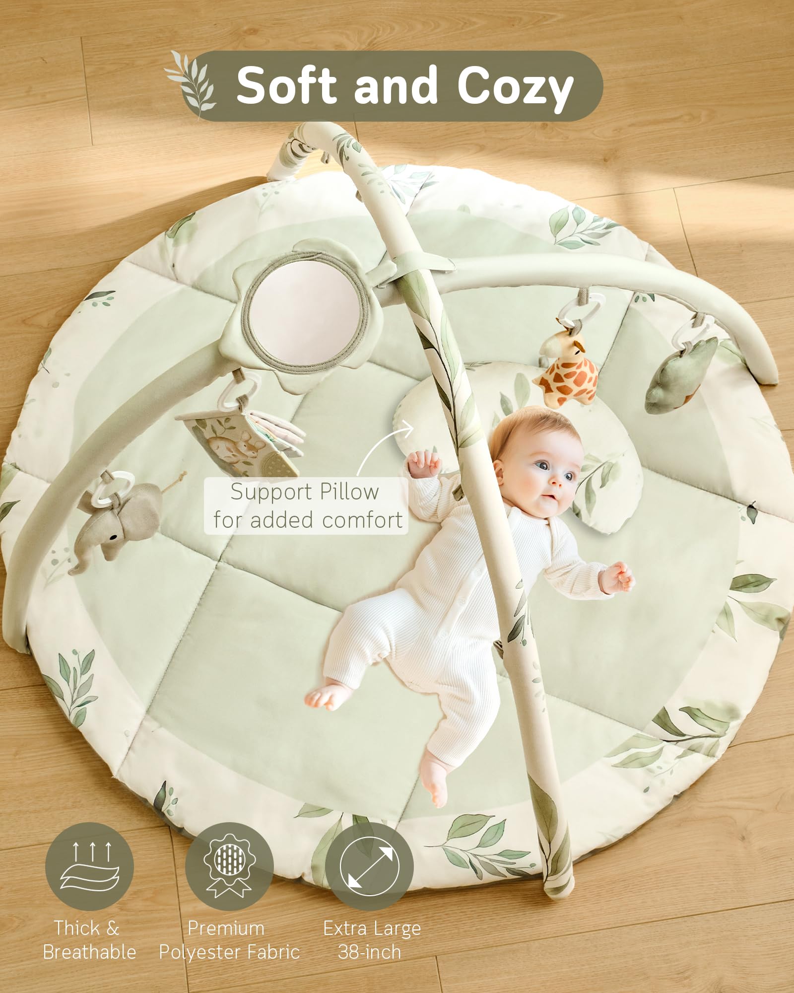 Fortella Baby Play Gym crinkle book-teether engages chewing and visual tracking during play