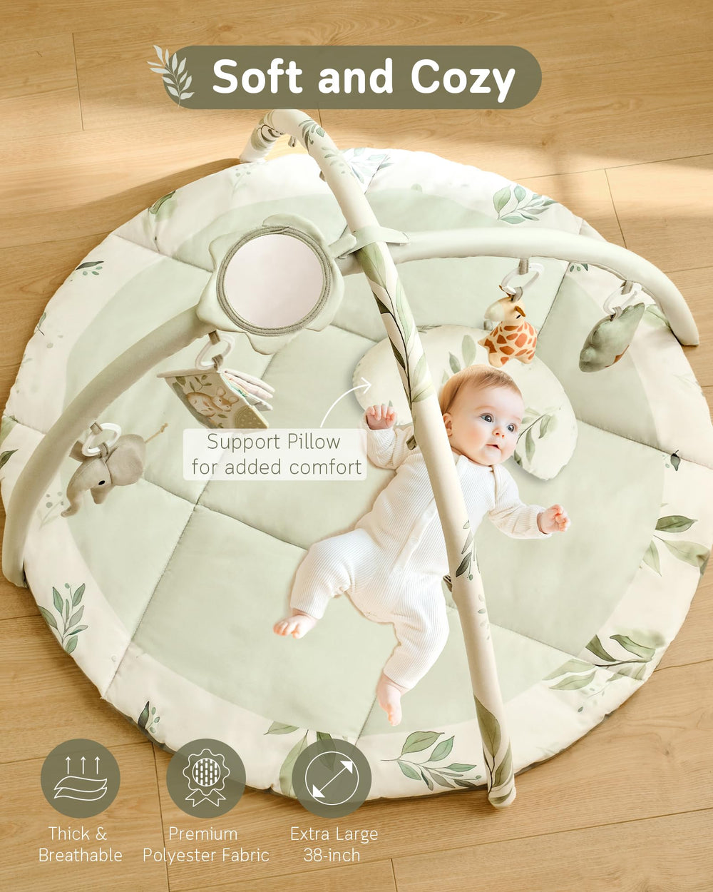 Fortella Baby Play Gym crinkle book-teether engages chewing and visual tracking during play