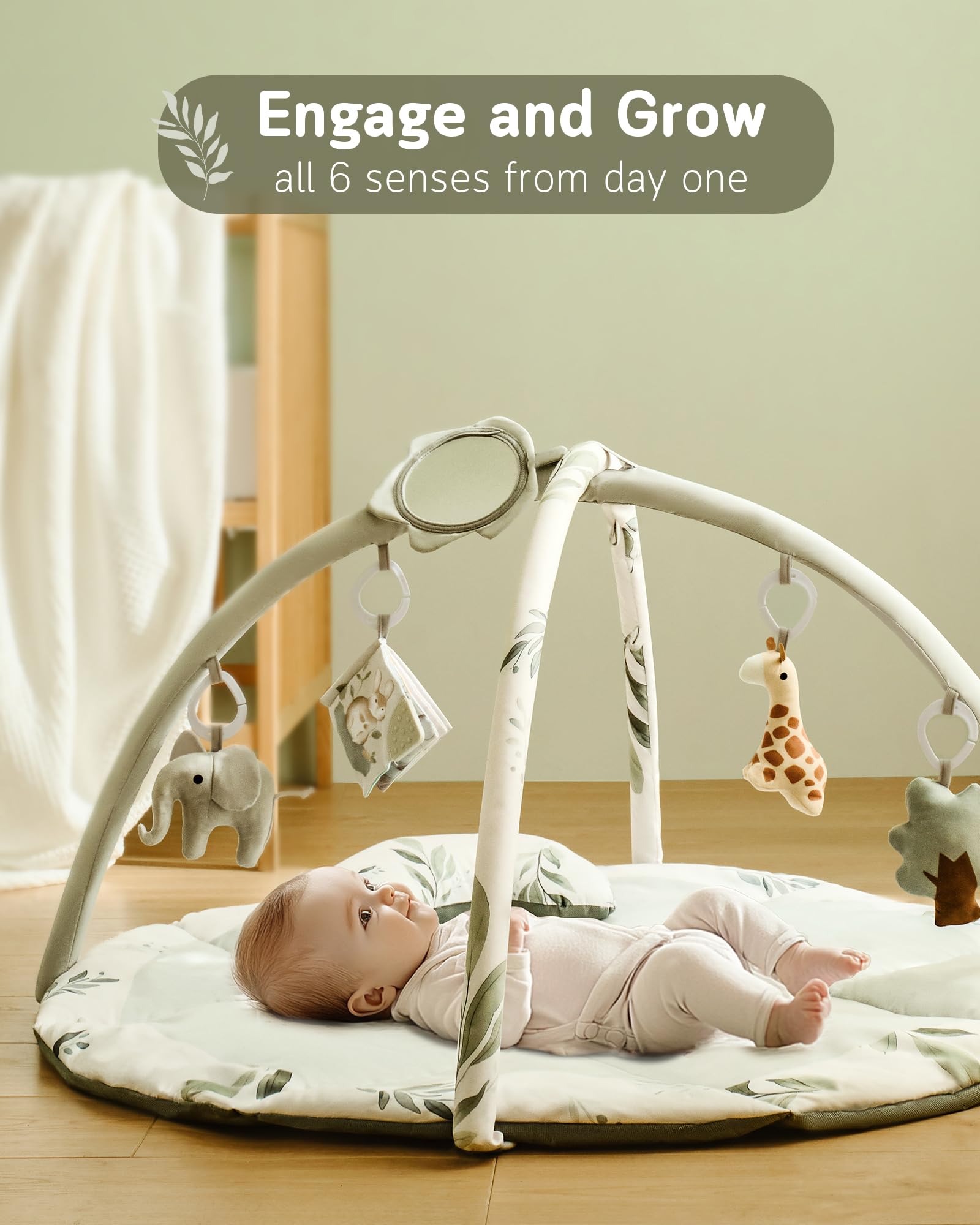 Fortella Baby Play Gym detachable toys enable sensory play and cause-and-effect learning