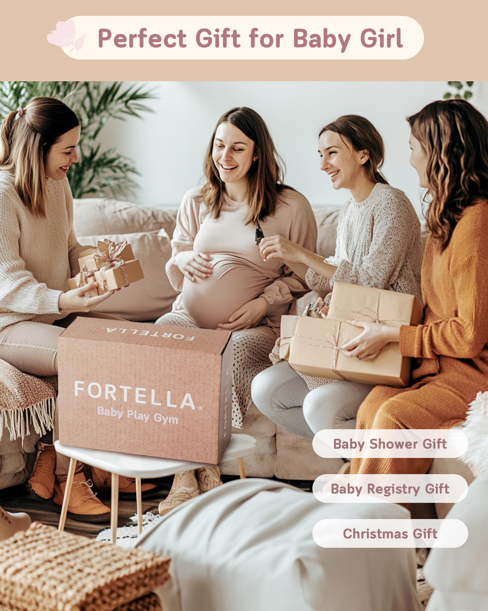 Fortella Play Gym folds flat for easy cleaning and travel