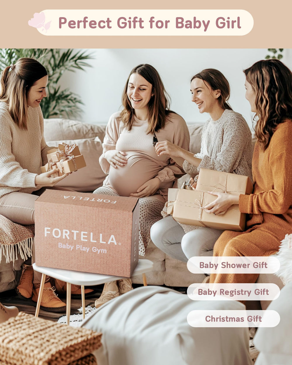 Fortella Play Gym folds flat for easy cleaning and travel
