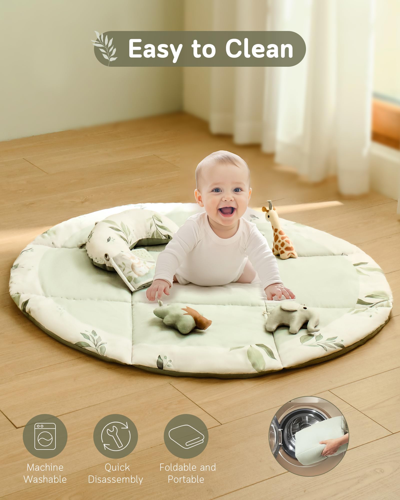 Fortella Baby Play Gym leaf mirror supports self-awareness and reflective attention