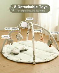 Fortella Baby Play Gym thick mat closeup highlights plush comfort for floor play