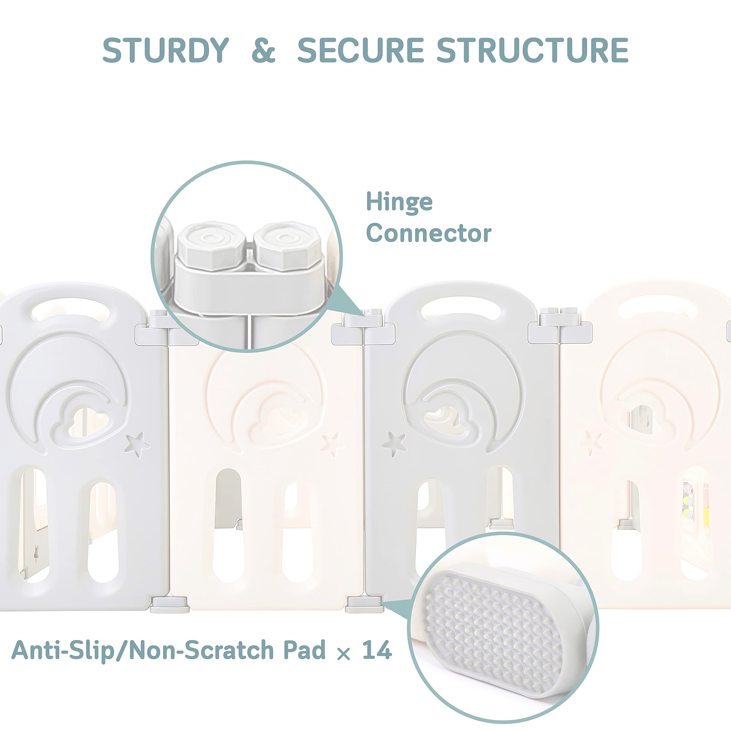 Fortella Cloud Castle activity wall with five sensory toys encourages independent exploration.