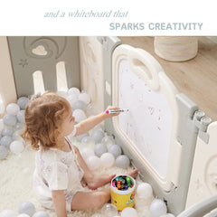 Fortella Cloud Castle whiteboard back panel invites drawing during playtime.