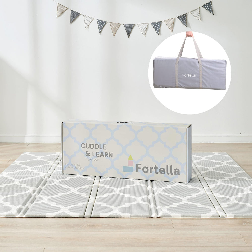 Fortella Cuddle & Learn Playmat uses IXPE foam for durable, comfortable padding.