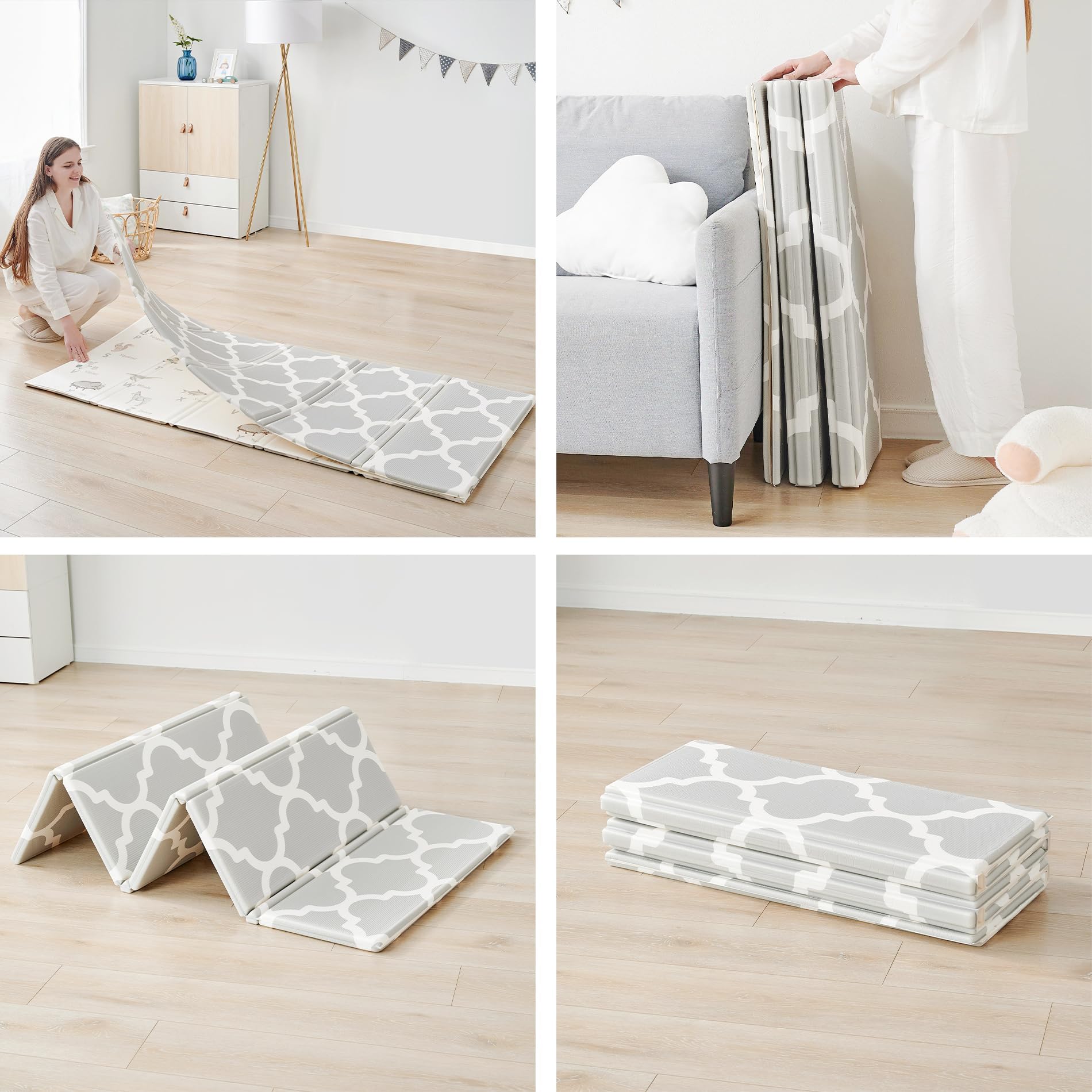 Fortella Cuddle & Learn Playmat has a non-slip underside to stabilize play sessions.