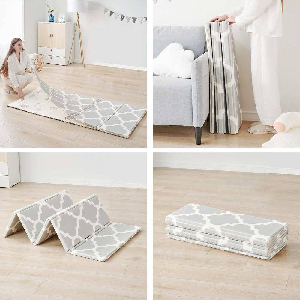 Fortella Cuddle & Learn Playmat has a non-slip underside to stabilize play sessions.