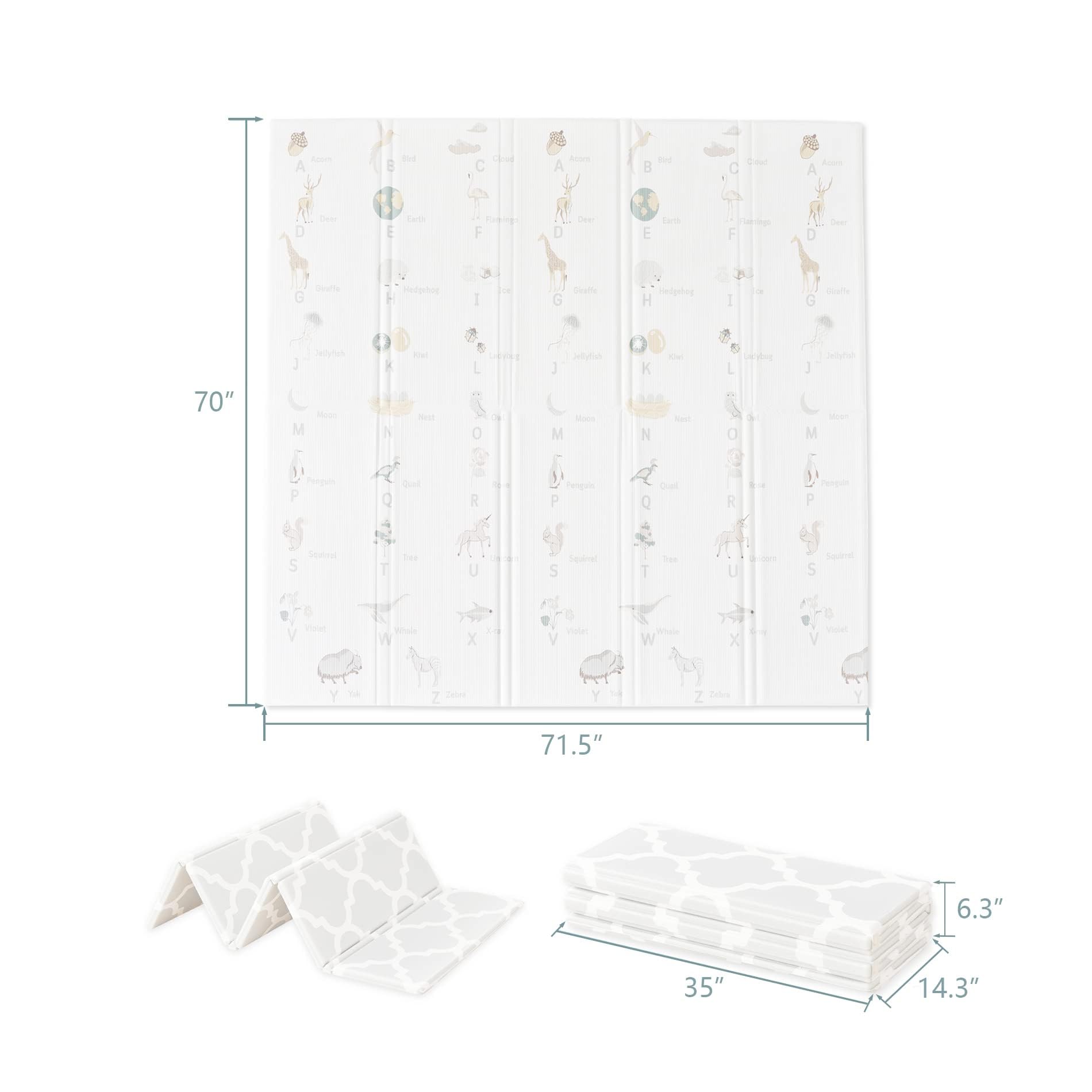 Fortella Cuddle & Learn Playmat features a waterproof surface for quick cleanup after outdoor use.