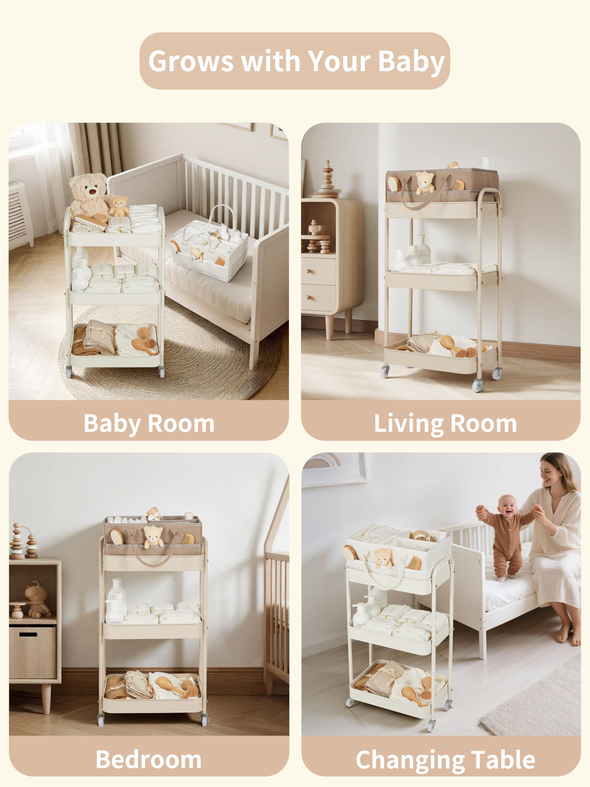 Fortella multi-functional bag shown for diapering, travel, and cosmetics organization.