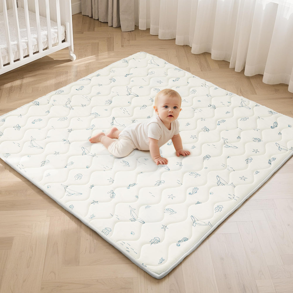 Fortella Play Mat Ocean Ivory full view shows large safe surface for infants