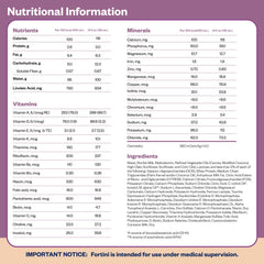 Fortini Nutricia baby formula bottle close-up highlighting creamy texture.