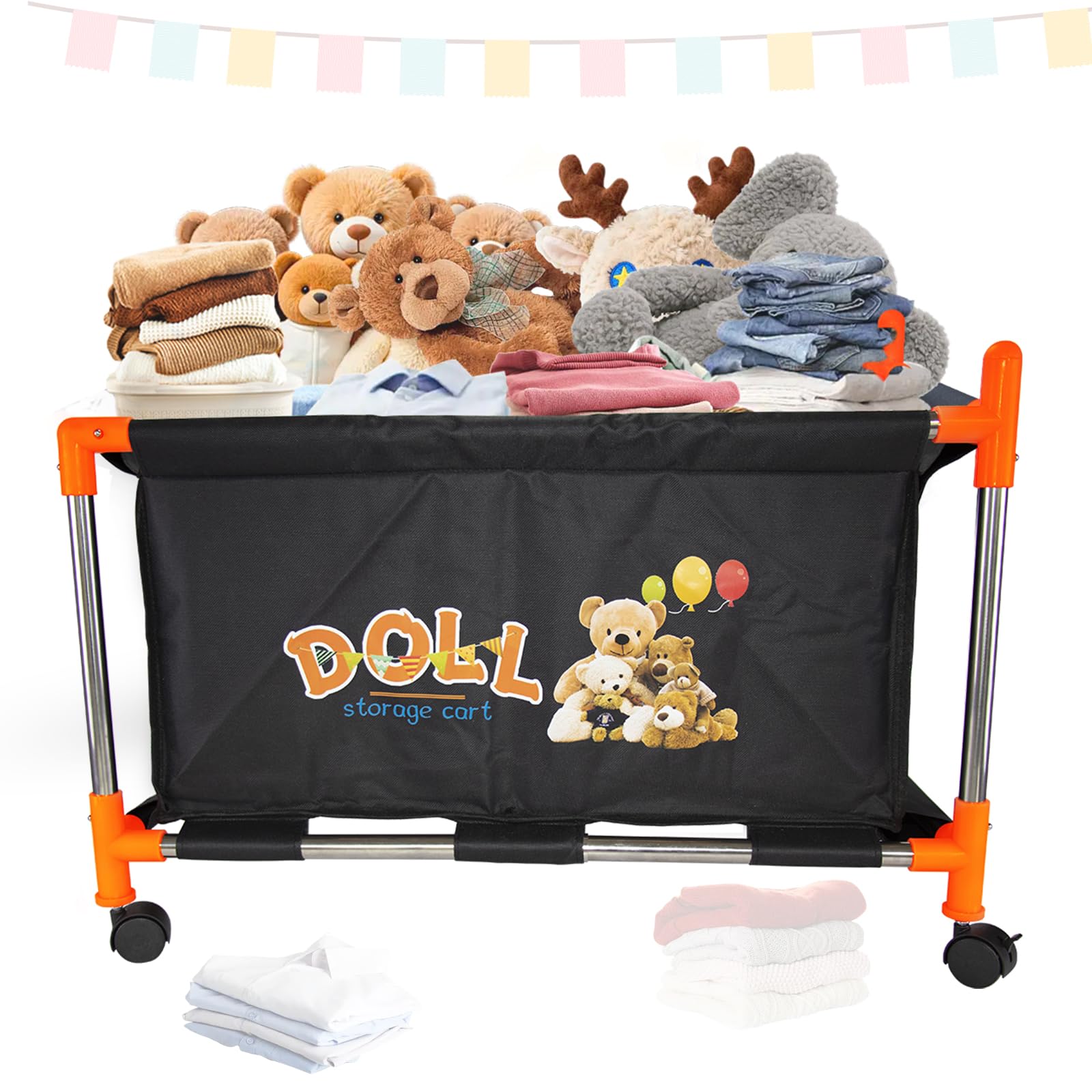 Fortune Teller toy storage organizer with wheels for easy room-to-room transport.