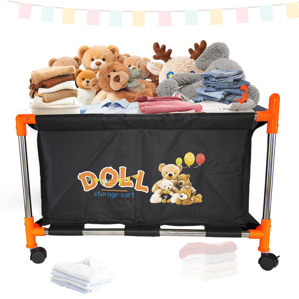 Fortune Teller toy storage organizer with wheels for easy room-to-room transport.